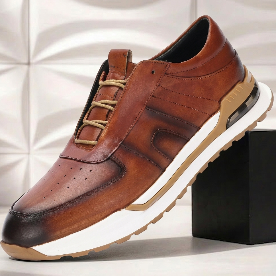 Textured Leather Cushioned Sneaker