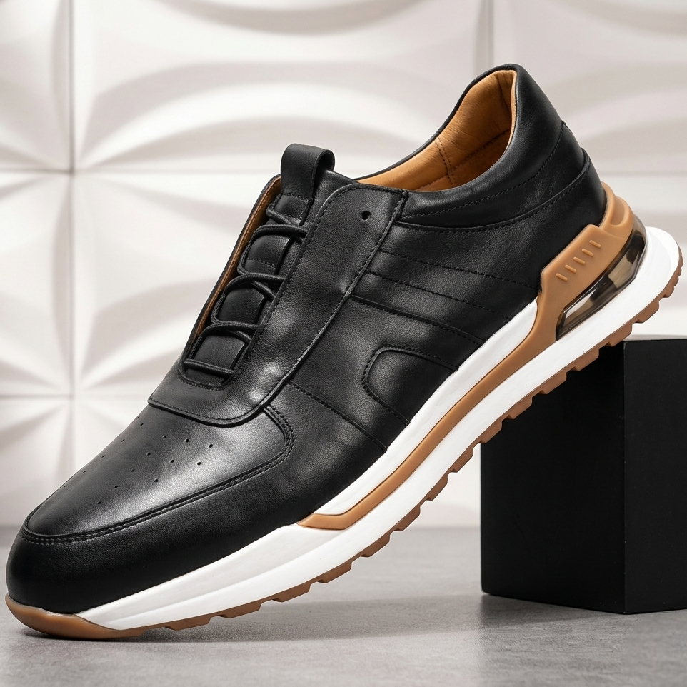 Textured Leather Cushioned Sneaker