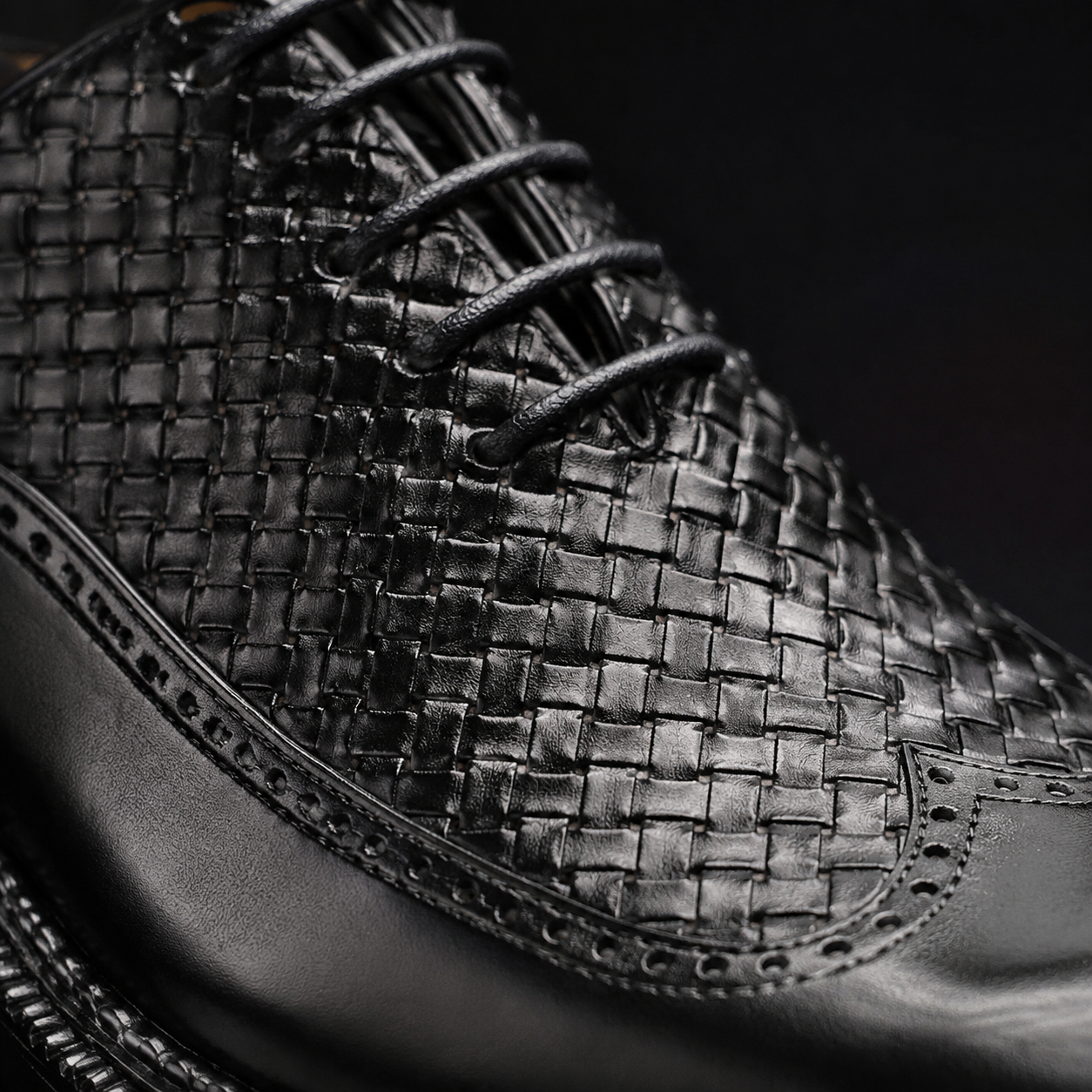 Woven Leather Oxford Shoes