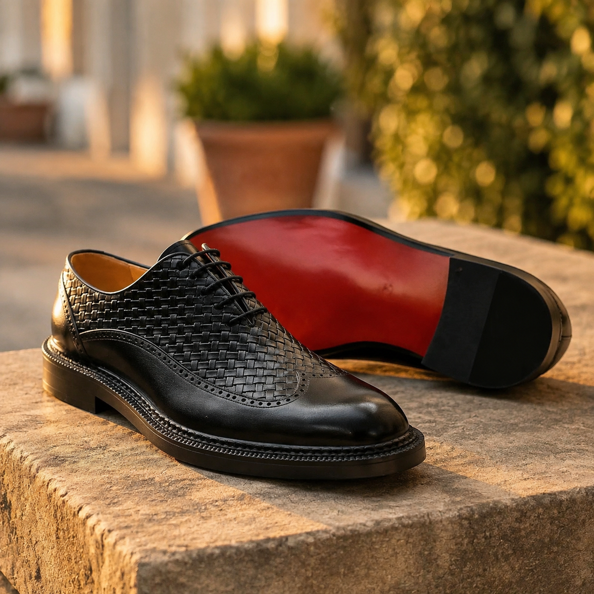 Woven Leather Oxford Shoes
