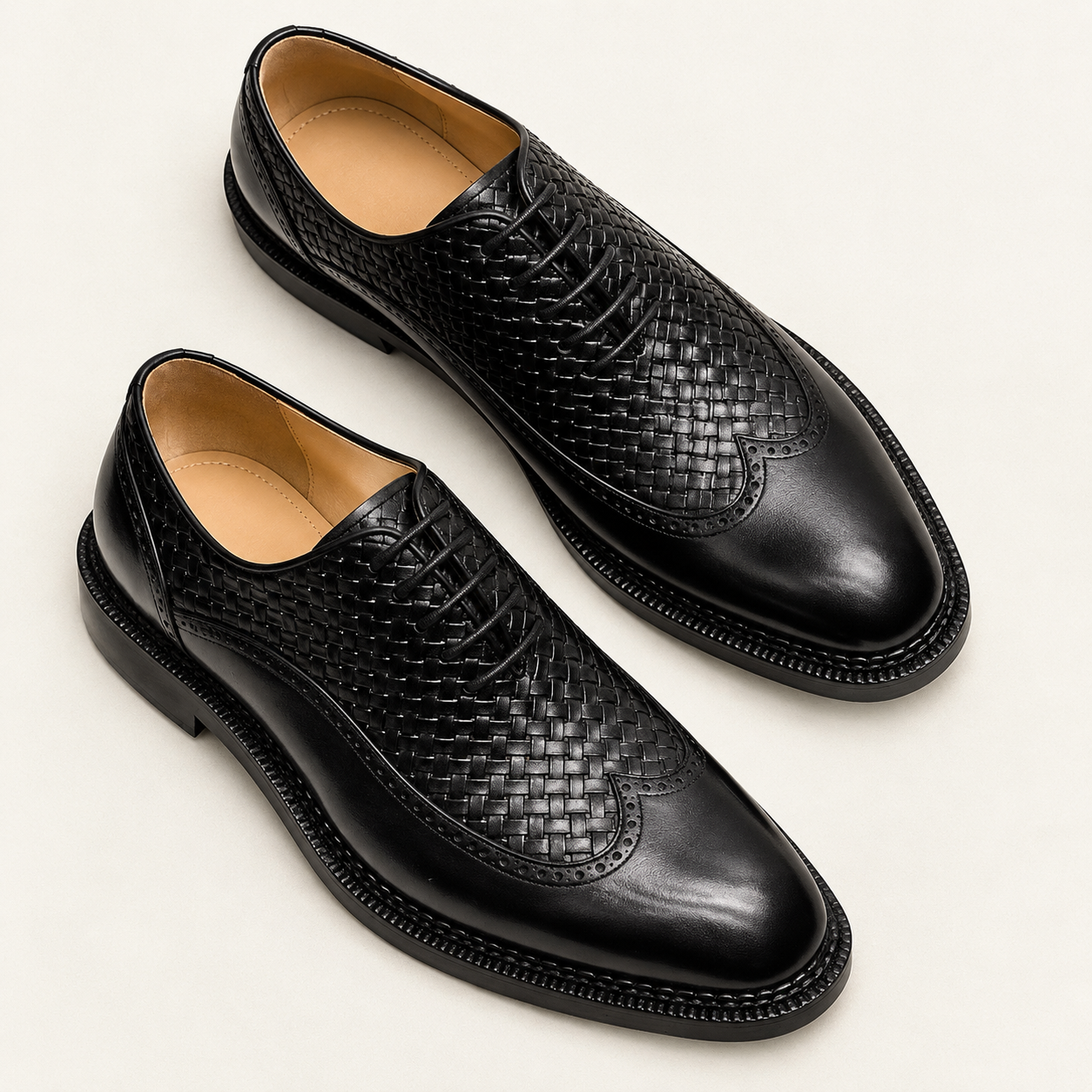 Woven Leather Oxford Shoes
