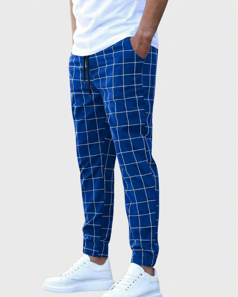 Grid Texture Elastic Waist Joggers