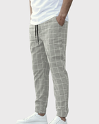 Grid Texture Elastic Waist Joggers