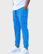 Grid Texture Elastic Waist Joggers