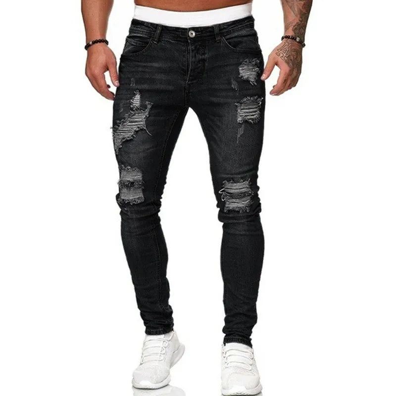 Distressed Comfort Fit Denim Jeans