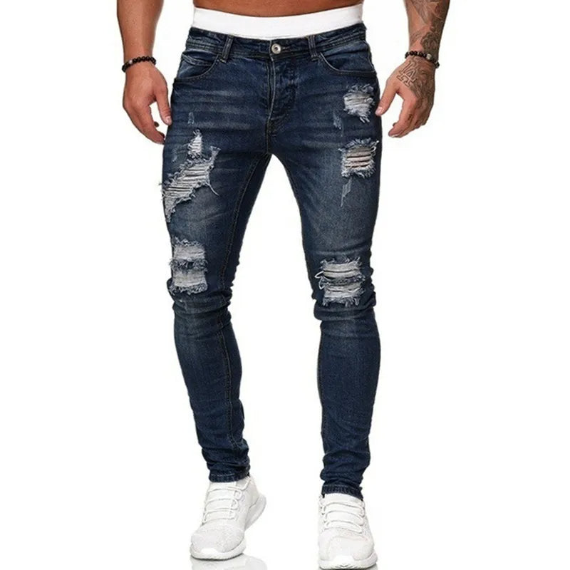 Distressed Comfort Fit Denim Jeans