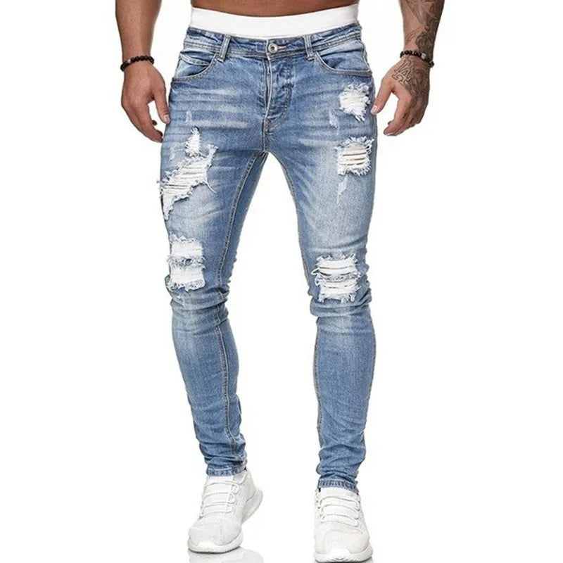 Distressed Comfort Fit Denim Jeans