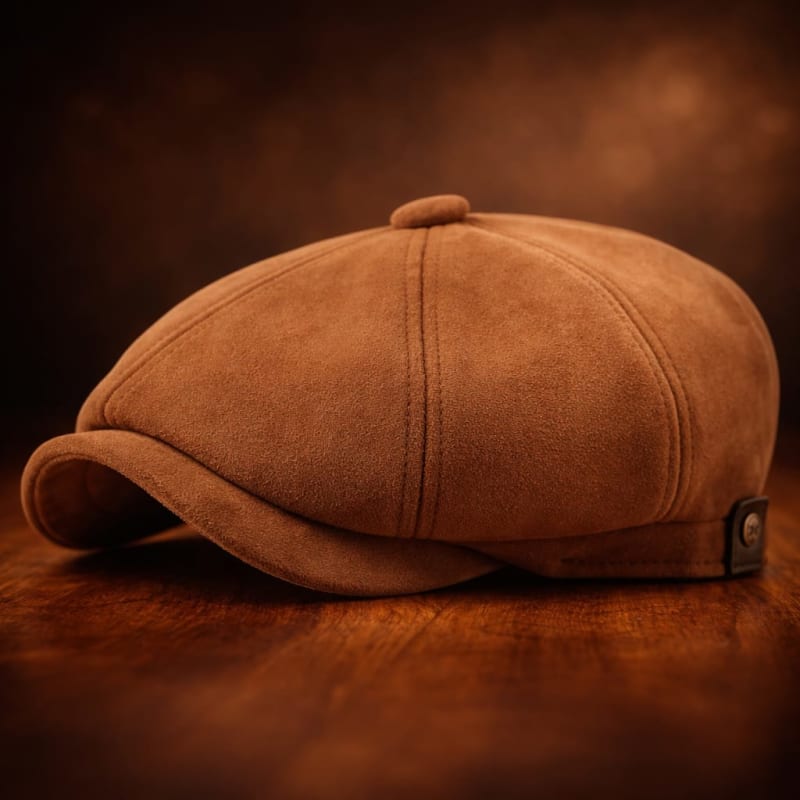 Eight Panel Faux Suede Newsboy Cap