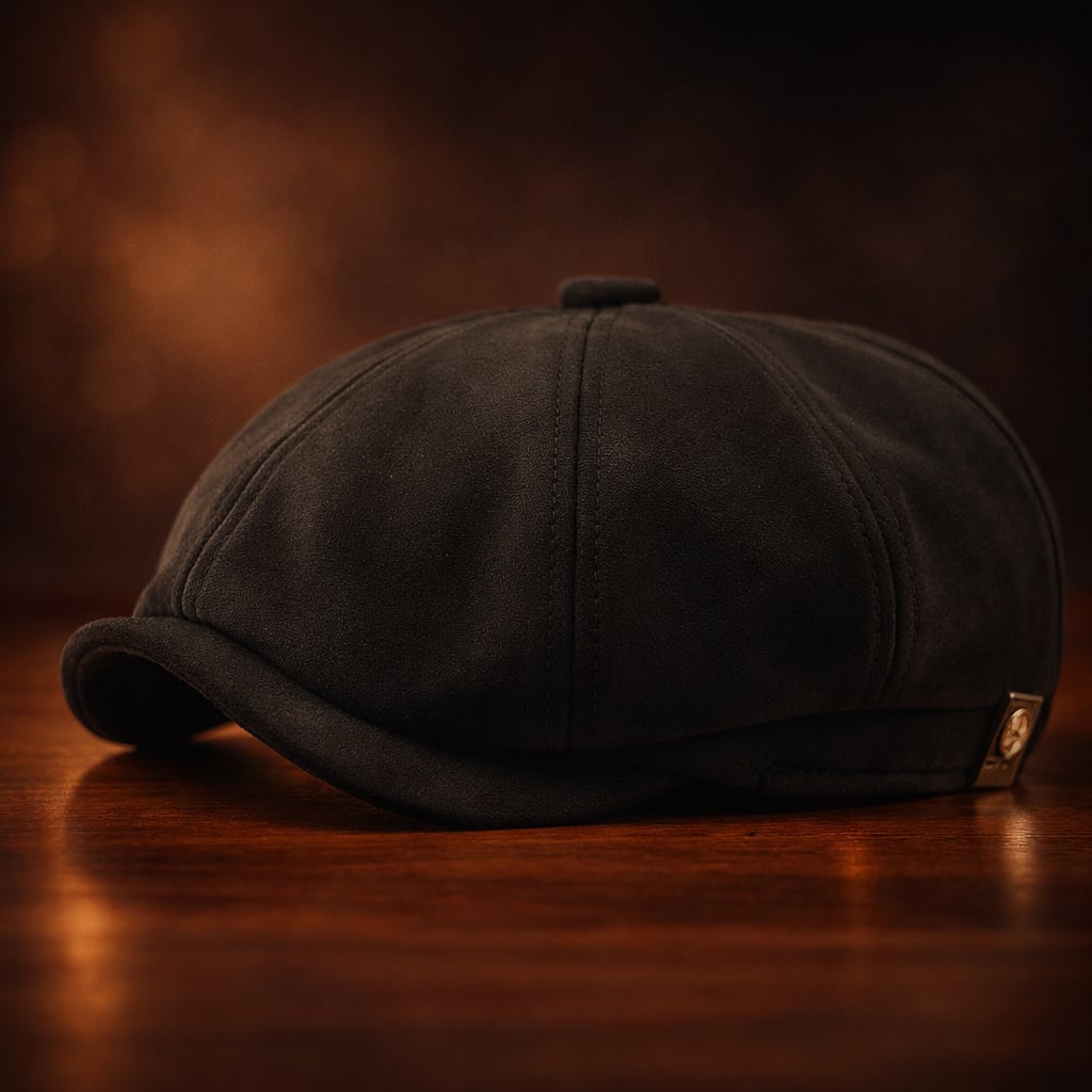 Eight Panel Faux Suede Newsboy Cap