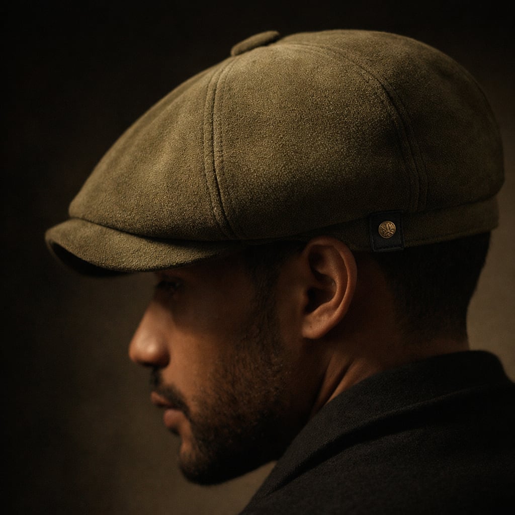 Eight Panel Faux Suede Newsboy Cap