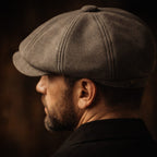 Eight Panel Faux Suede Newsboy Cap