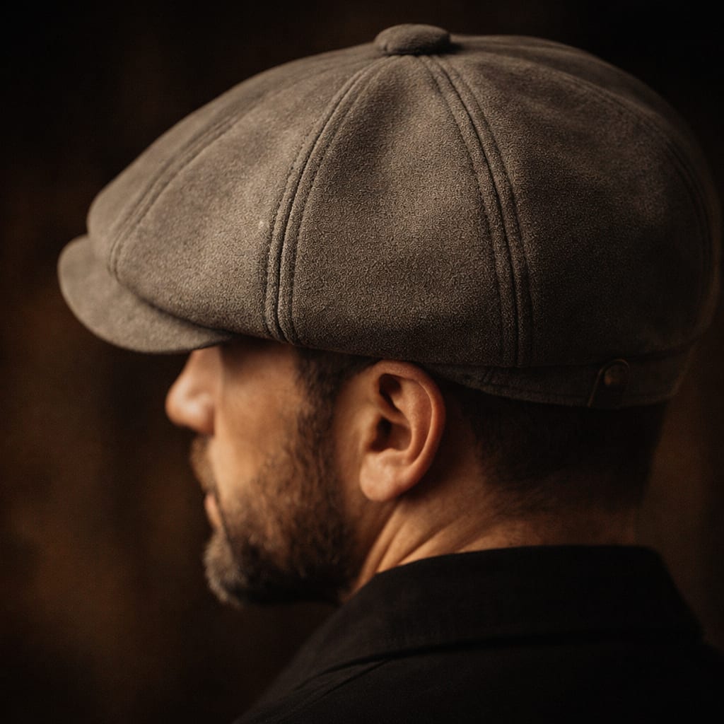 Eight Panel Faux Suede Newsboy Cap