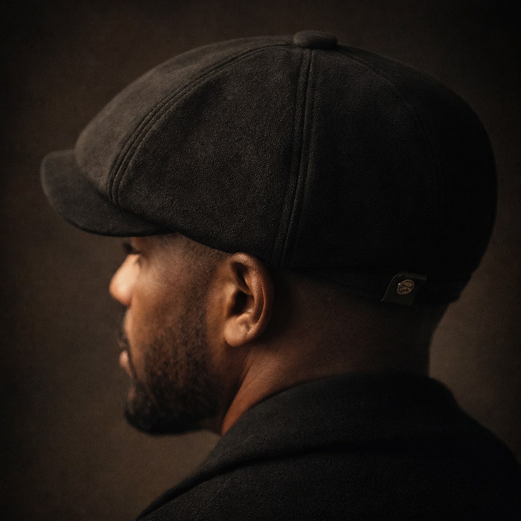 Eight Panel Faux Suede Newsboy Cap