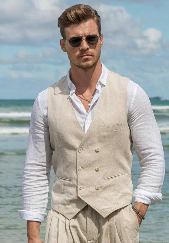 Double-Breasted Linen Waistcoat