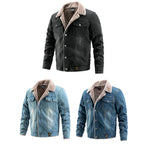 Fleece-Lined Button-Up Denim Jacket