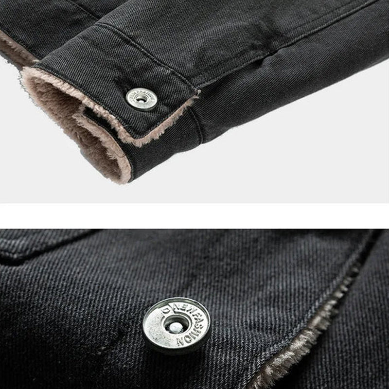Fleece-Lined Button-Up Denim Jacket