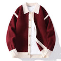 Contrast Trim Varsity Knit Cardigan