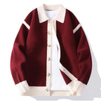Contrast Trim Varsity Knit Cardigan