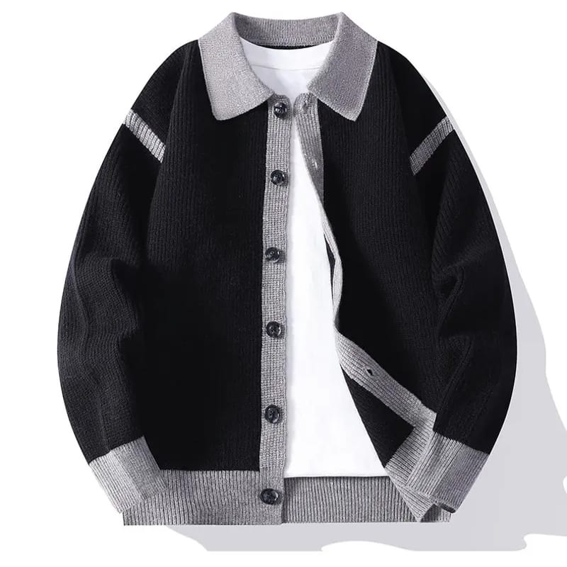 Contrast Trim Varsity Knit Cardigan