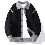Contrast Trim Varsity Knit Cardigan