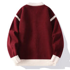 Contrast Trim Varsity Knit Cardigan