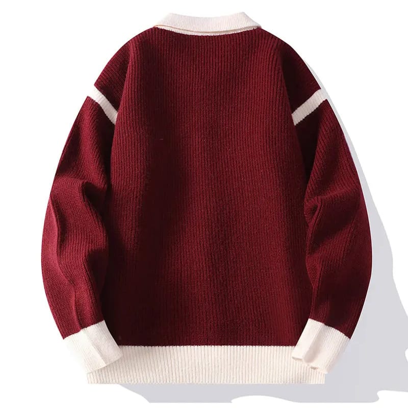 Contrast Trim Varsity Knit Cardigan