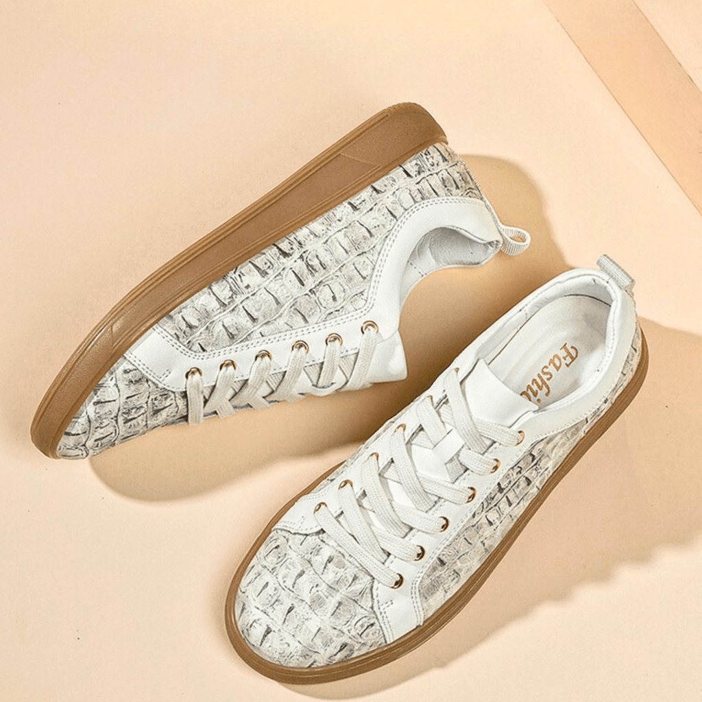 Low-Profile Embossed Leather Sneaker