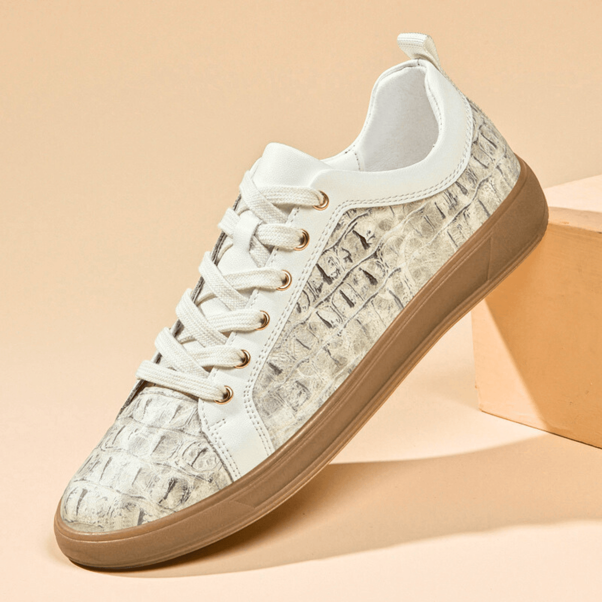 Low-Profile Embossed Leather Sneaker