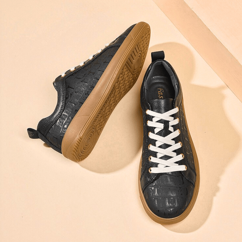 Low-Profile Embossed Leather Sneaker