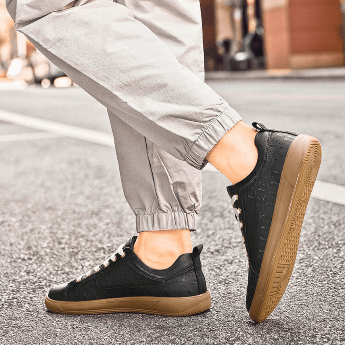Low-Profile Embossed Leather Sneaker