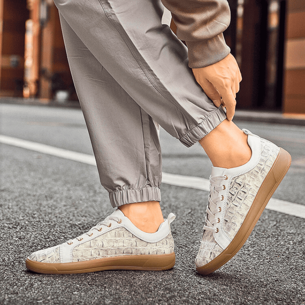 Low-Profile Embossed Leather Sneaker