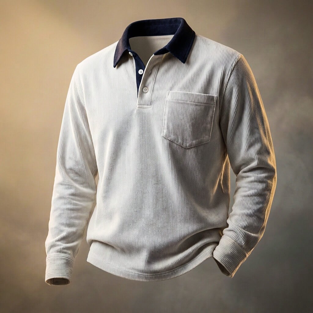 Fine Corduroy Long Sleeve Polo