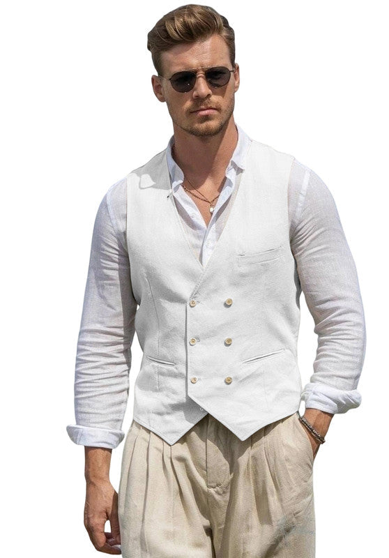 Double-Breasted Linen Waistcoat