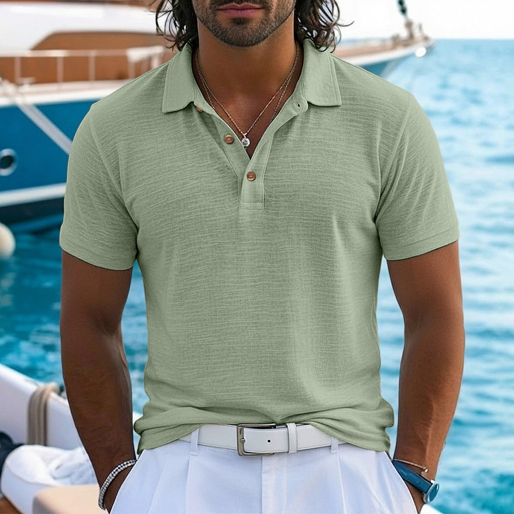 Textured Linen-Blend Polo Shirt