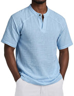 Linen-Blend Grandad Popover Shirt